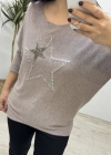 Yıldız Desenli Vizon Rengi İthal Bluz