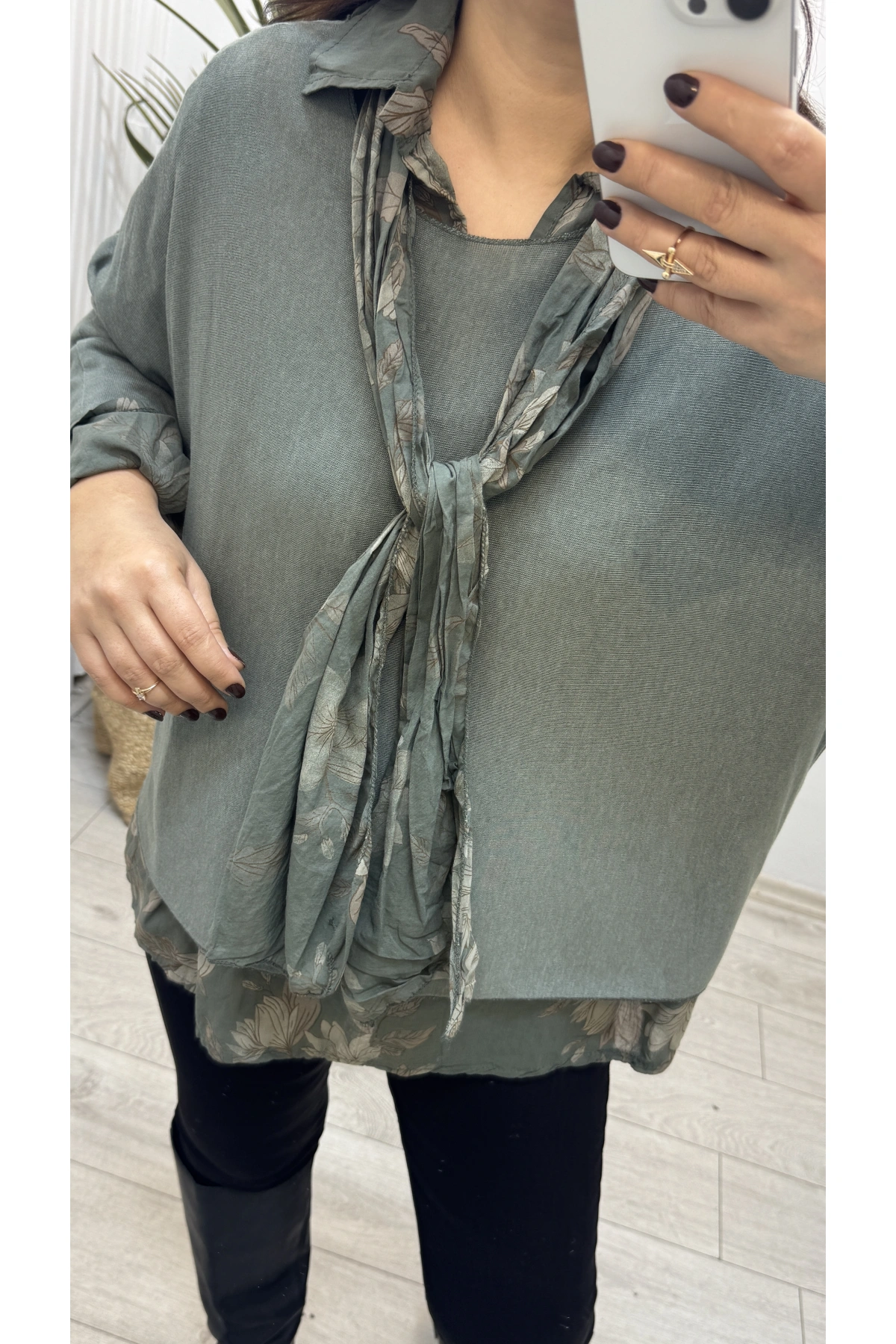 Gömlek Yaka Üç Parça İthal Yeşil Takım