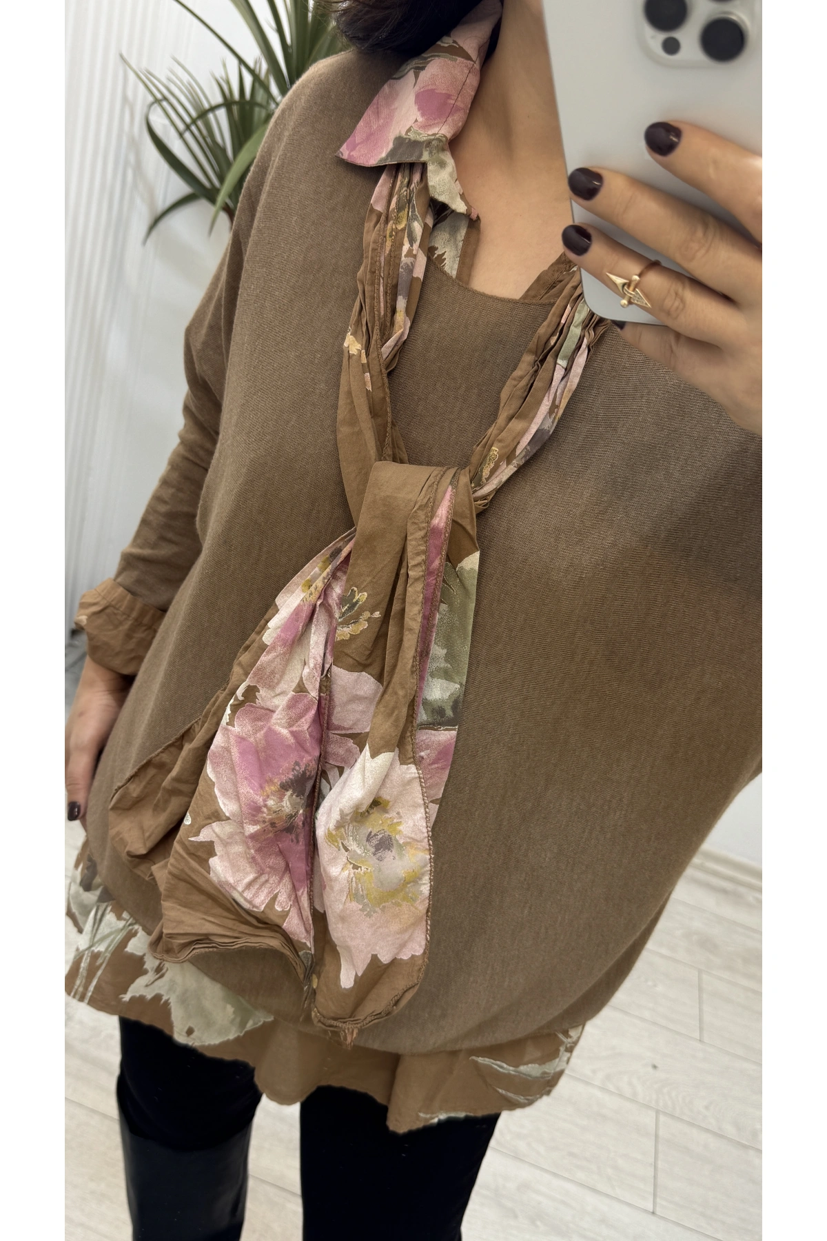 Gömlek Yaka Üçlü İthal Kahve Takım