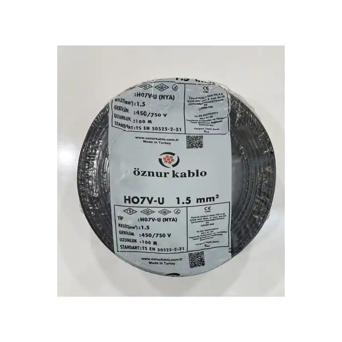 mm Nya Kablo Tek Damar Siyah 100 m