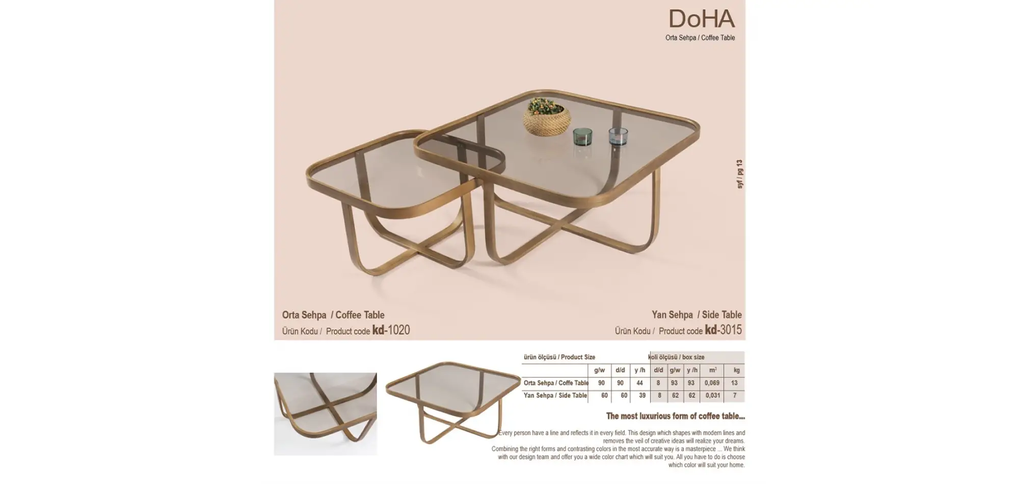 Doha Orta ve Yan Sehpa 2li Set