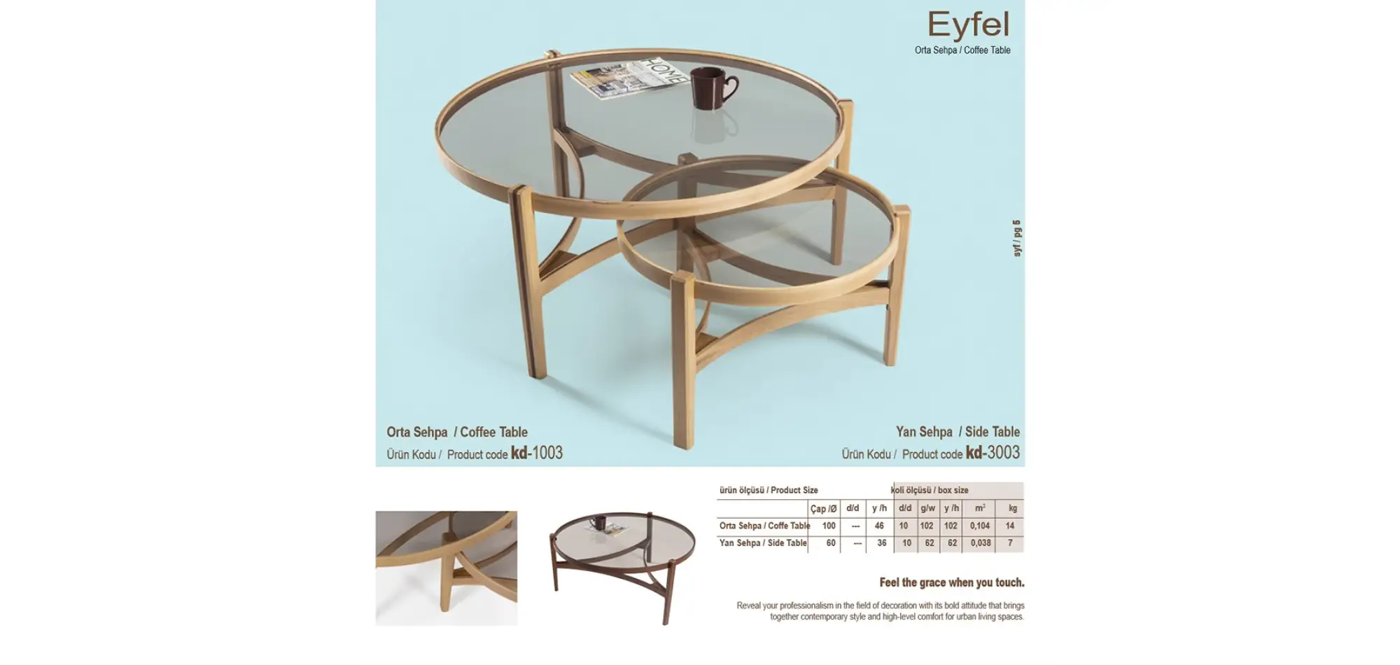 Eyfel Orta ve Yan Sehpa 2li Set