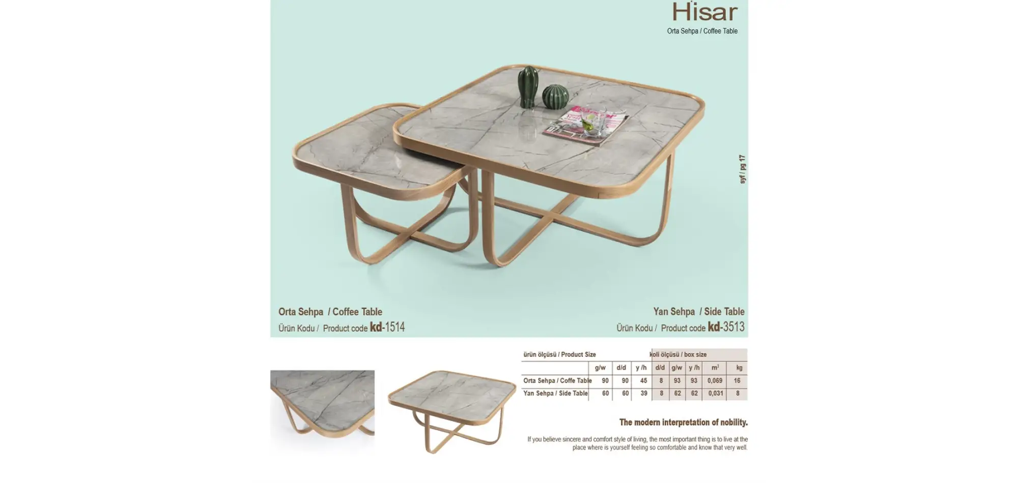 Hisar Orta ve Yan Sehpa 2li Set