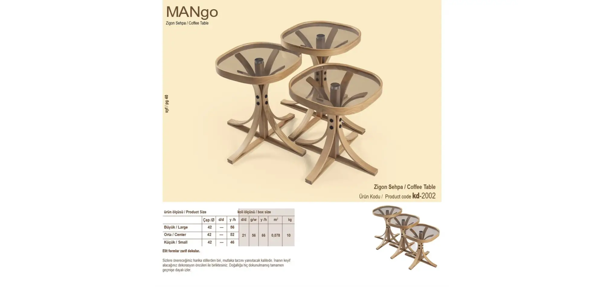 Mango 3lü Zigon Sehpa