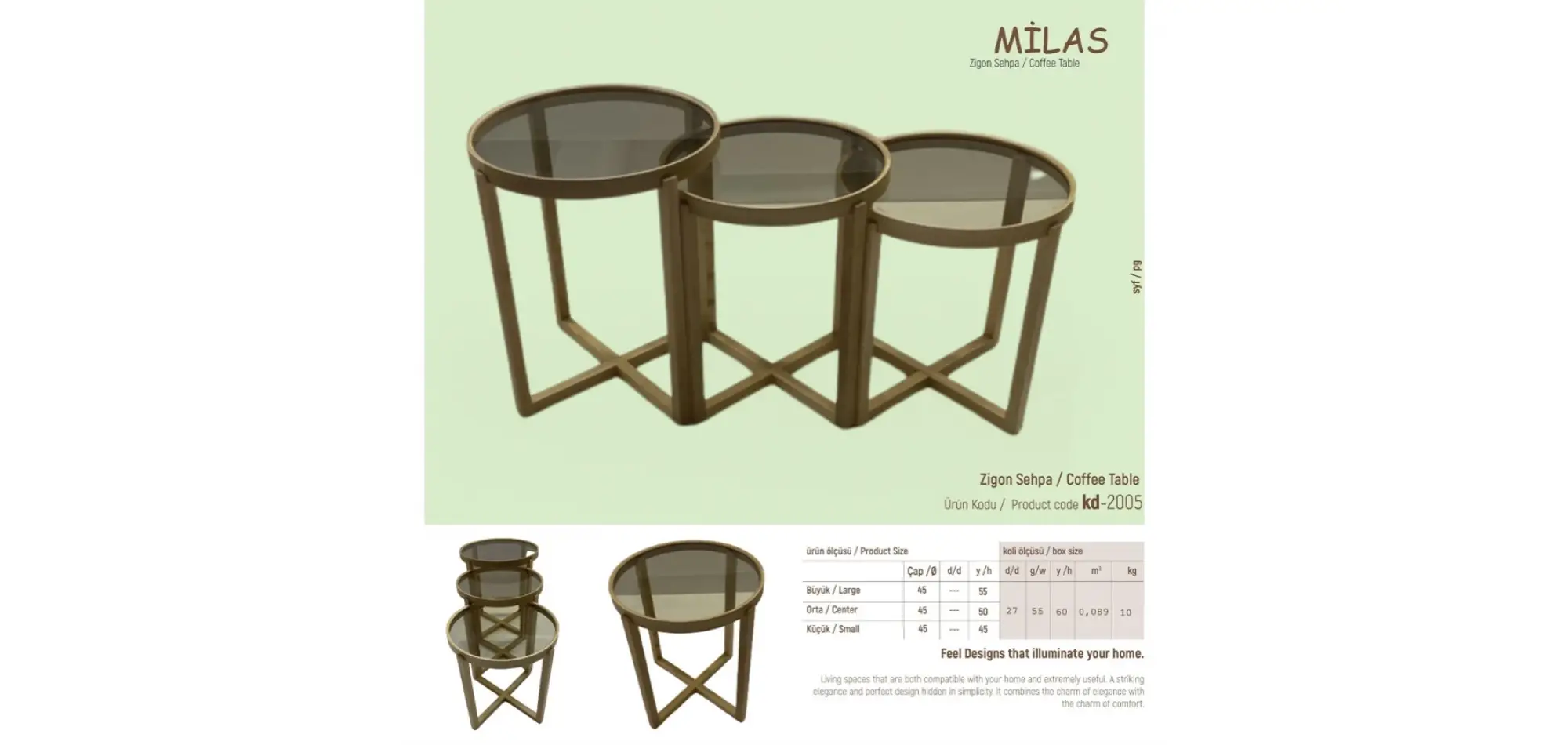Milas 3lü Zigon Sehpa