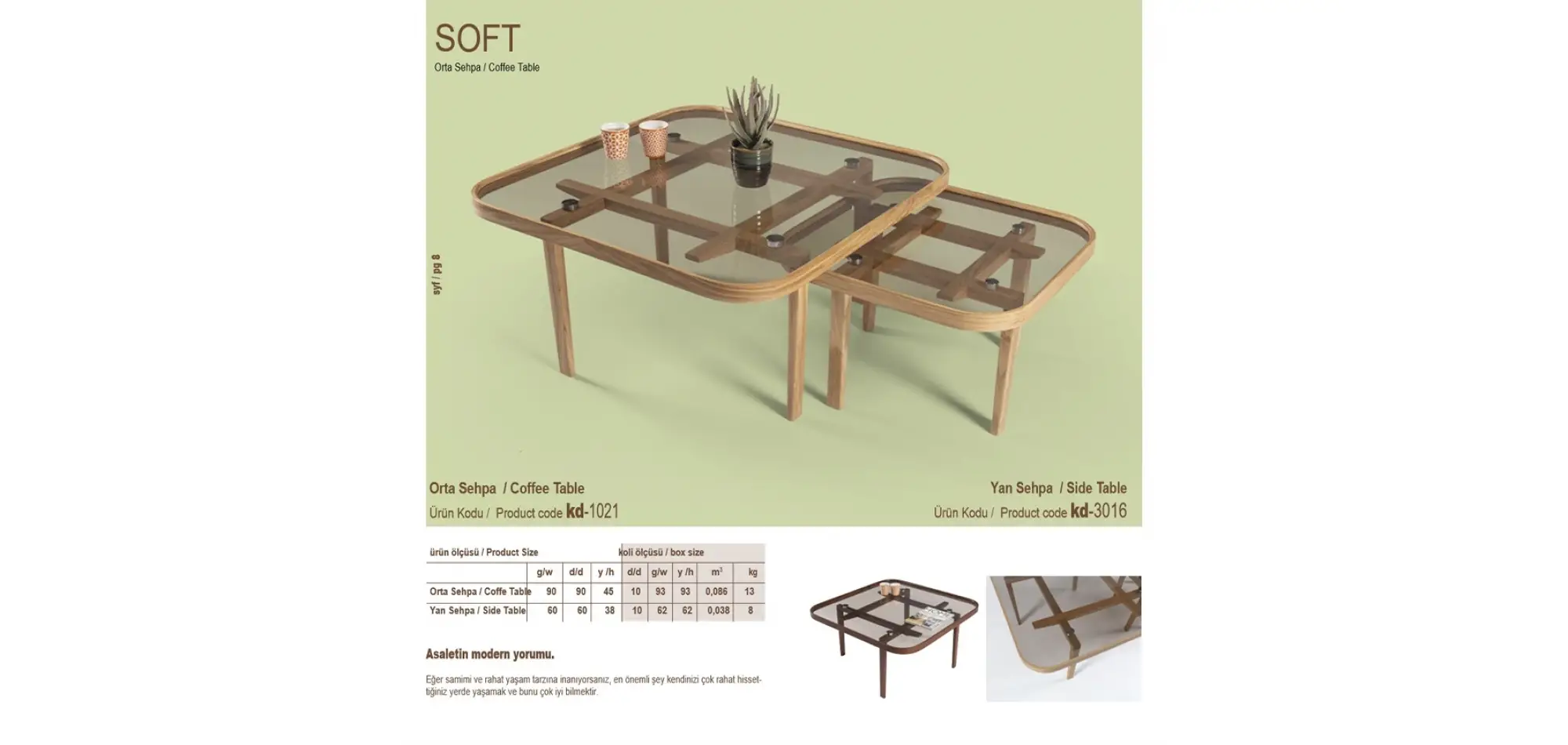 Soft Orta ve Yan Sehpa 2li Set