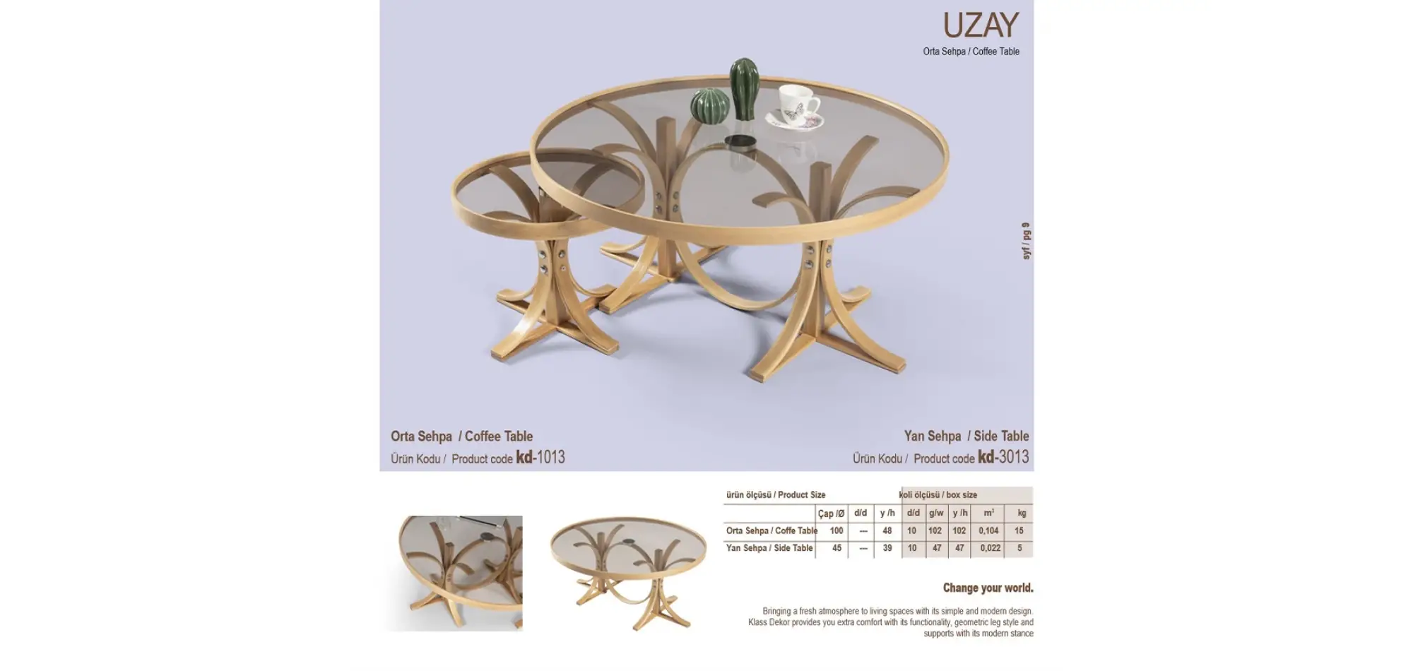 Uzay Orta ve Yan Sehpa 2li Set