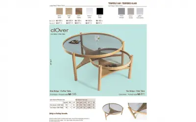 Clover Orta ve Yan Sehpa 2li Set
