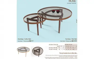 Rose Orta ve Yan Sehpa 2li Set