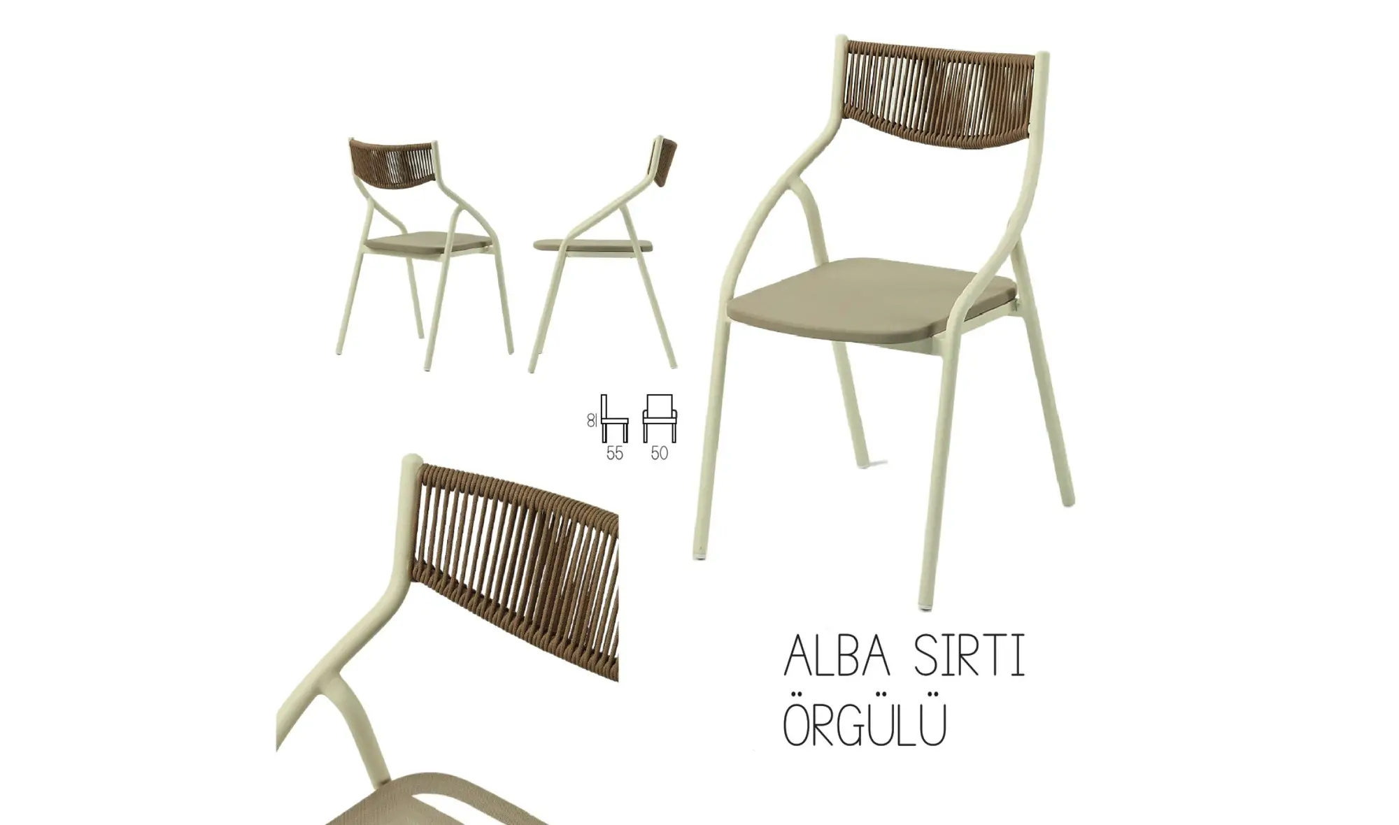 Alba Sırtı Örgülü Sandalye