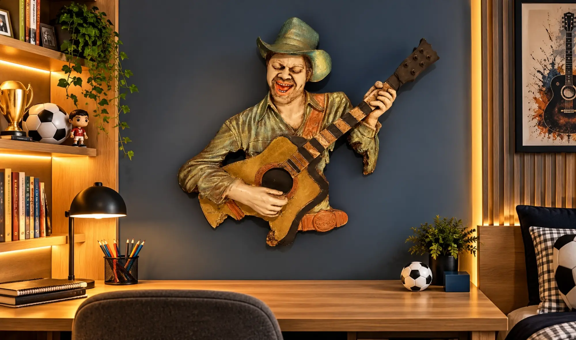 Gitar Çalan Neşeli Müzisyen