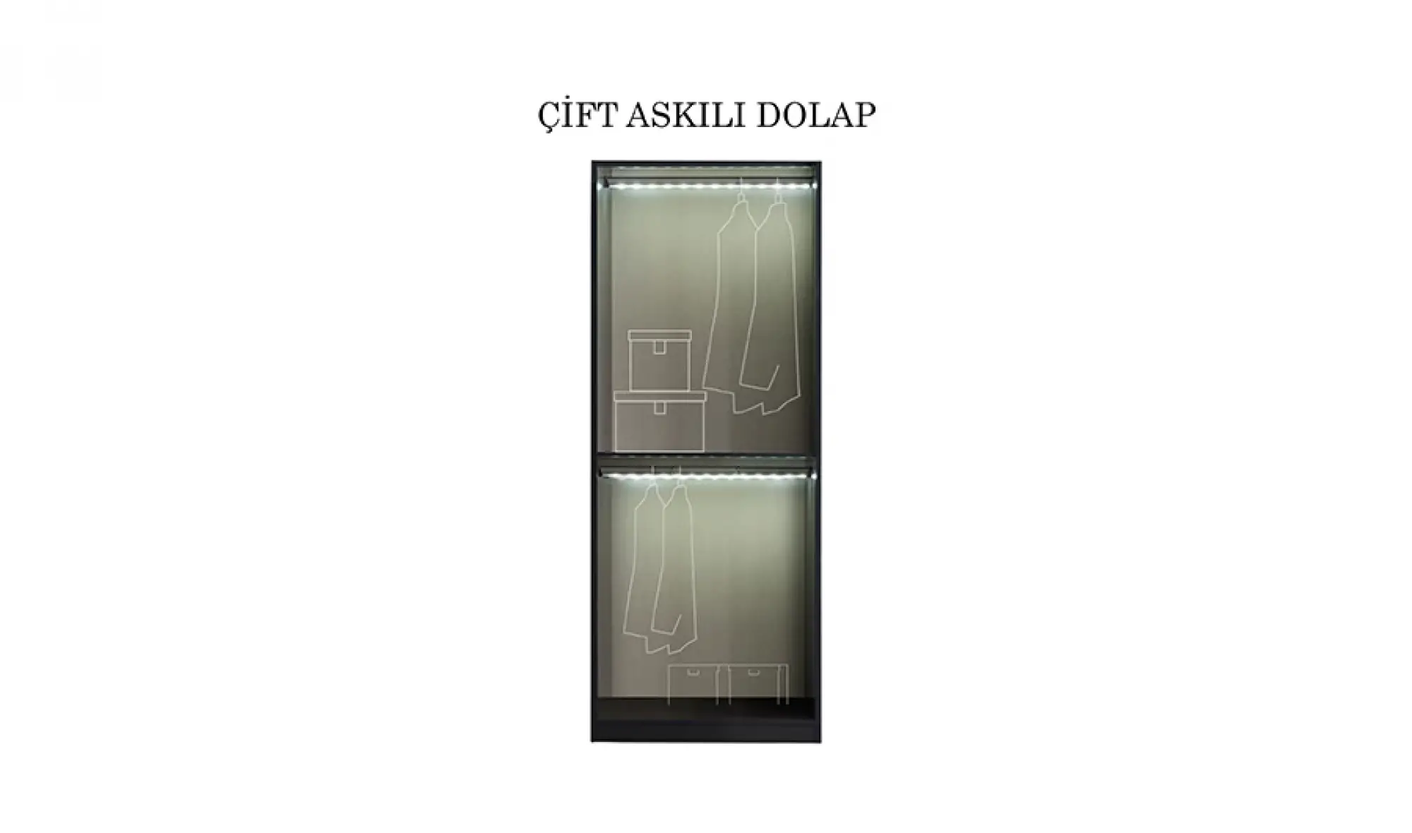Lavish 2 Kapaklı Çift Askılı Dolap