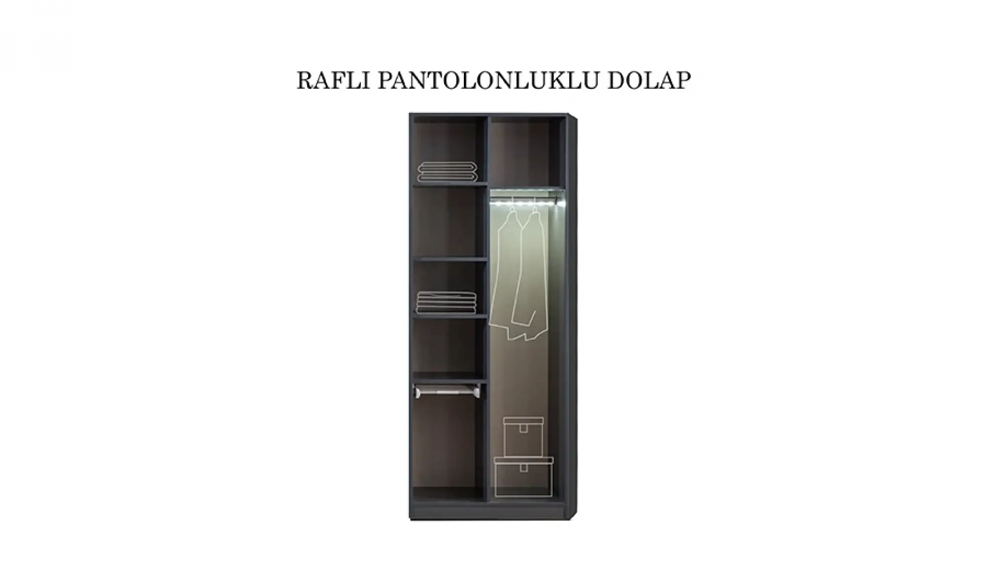 Lavish 2 Kapaklı Raflı Askılıklı Dolap