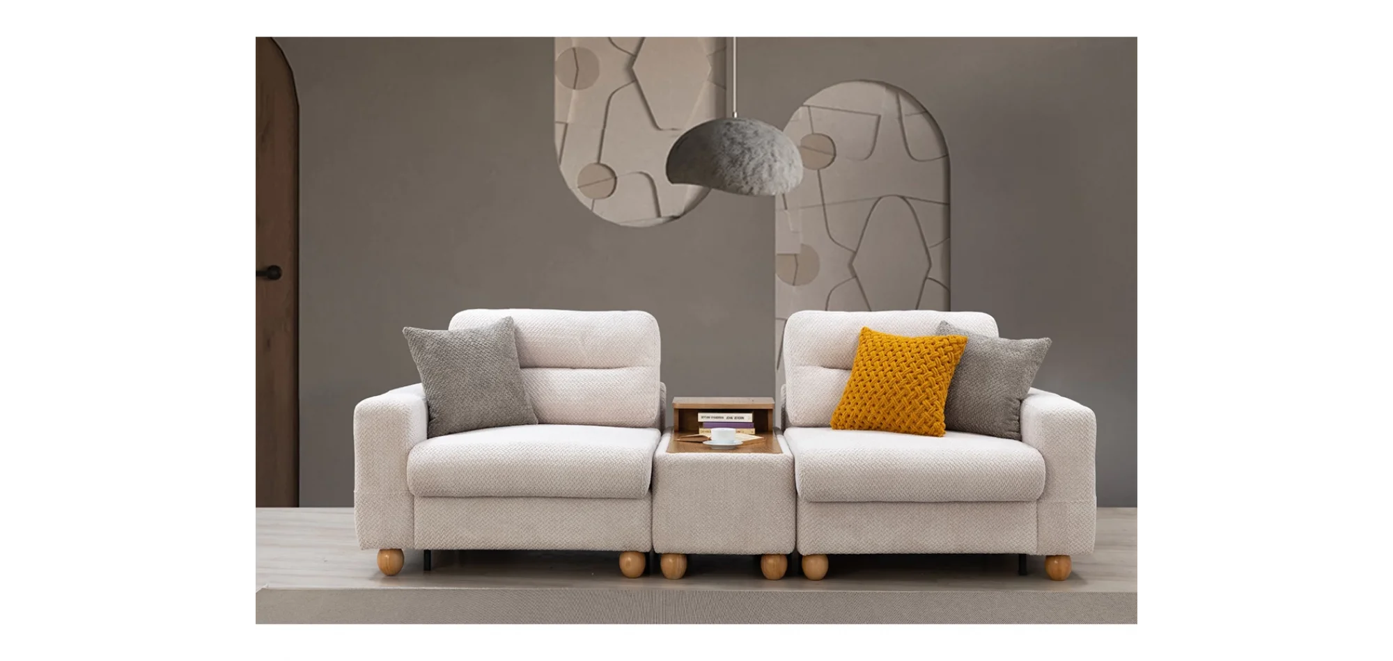 Velin 3lü Sehpalı Koltuk