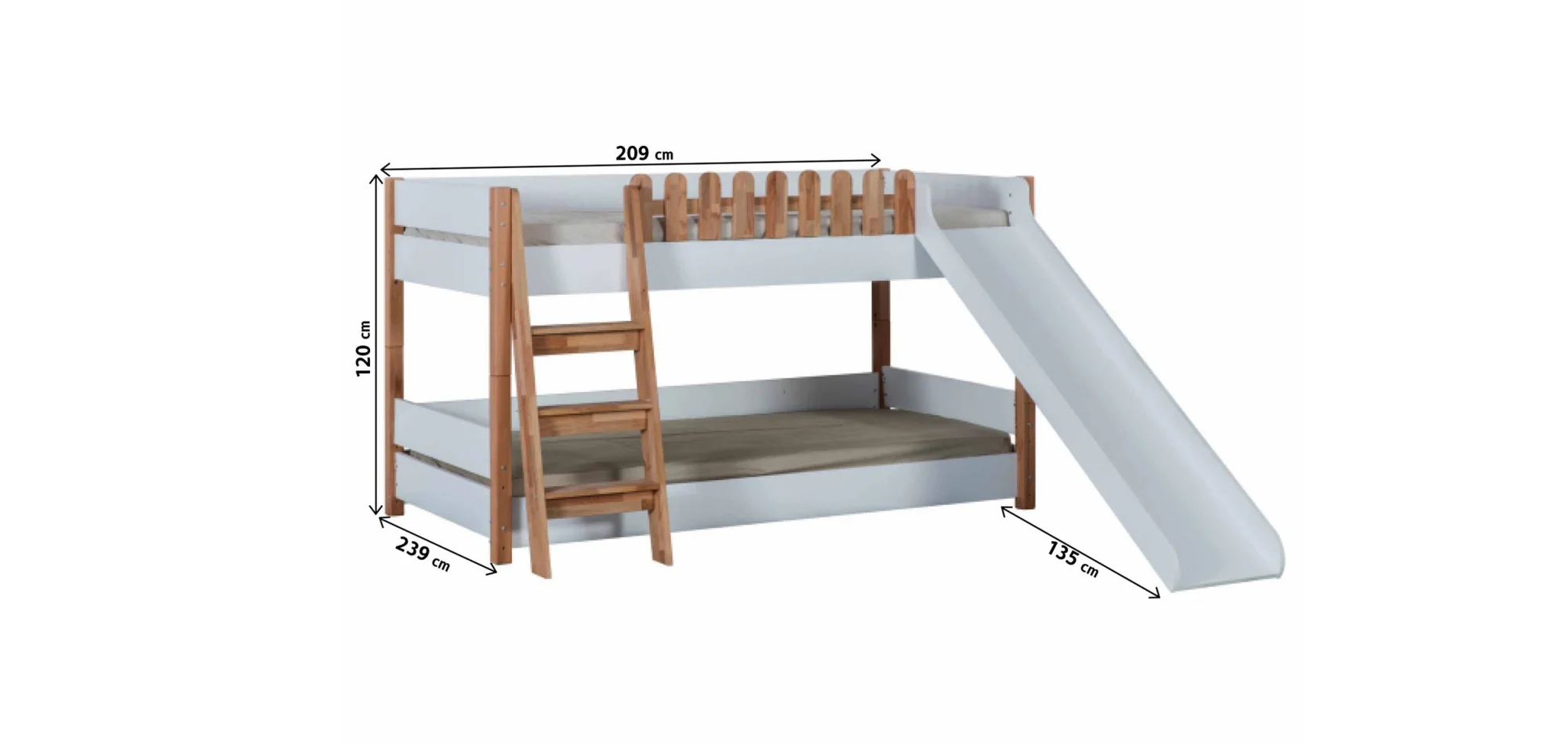 My House Ahşap Kaydıraklı Ranza 90*200