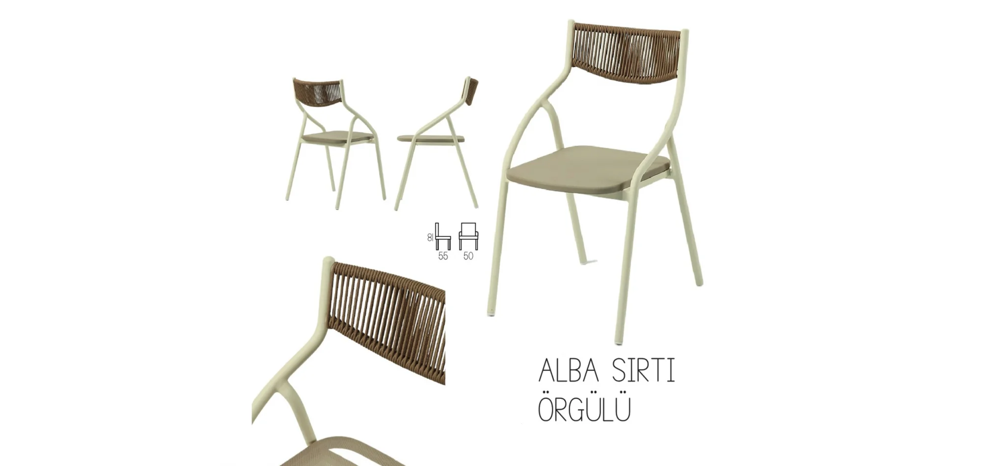 Alba Sırtı Örgülü Sandalye