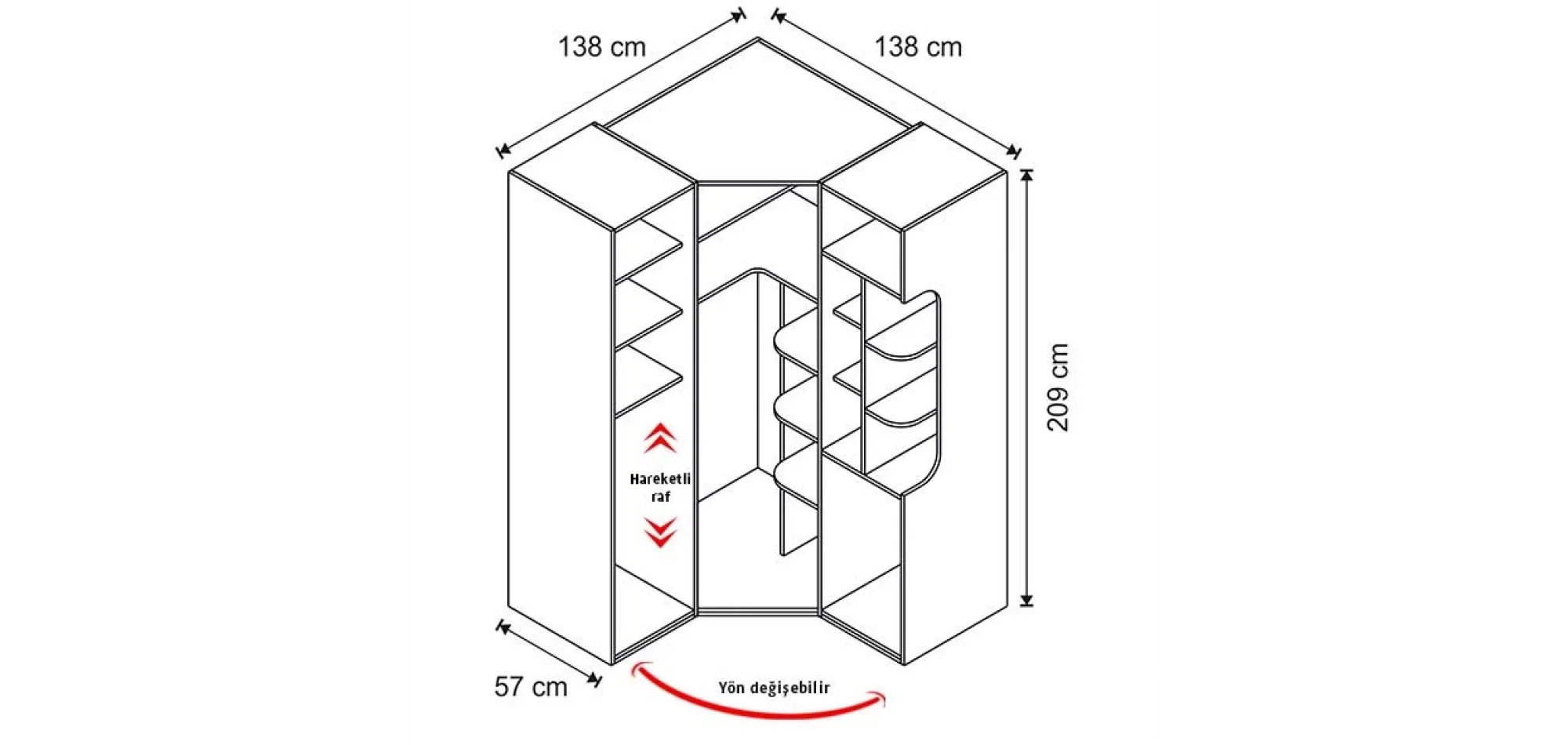 Ares Köşe Dolap (Seçenek 819-L)