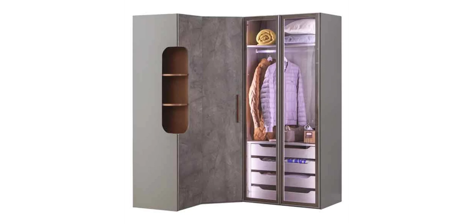 Ares 4 Kapılı Köşe Dolap 861 + Sol Blok + 2K İç Çekmece