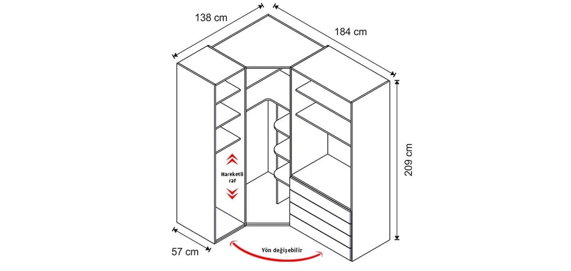 Aura Köşe Dolap (Seçenek 836)