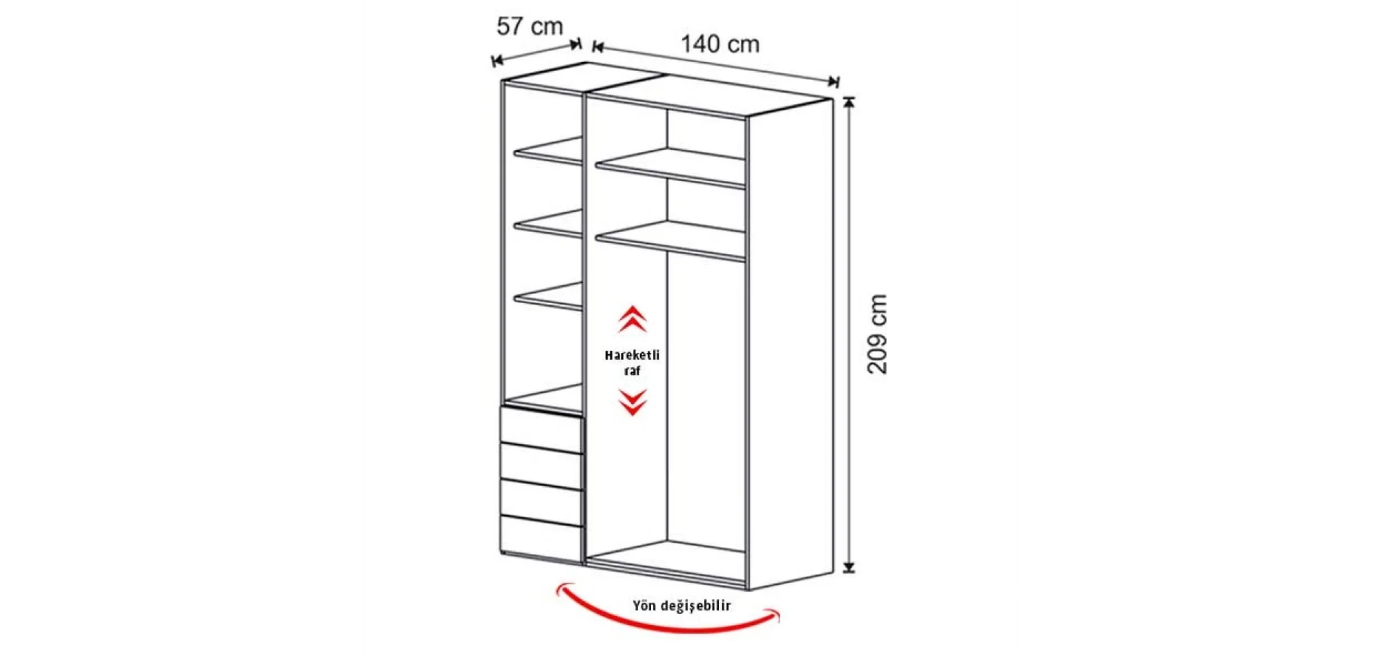 Elegant 3 Kapılı Dolap (Seçenek 306)