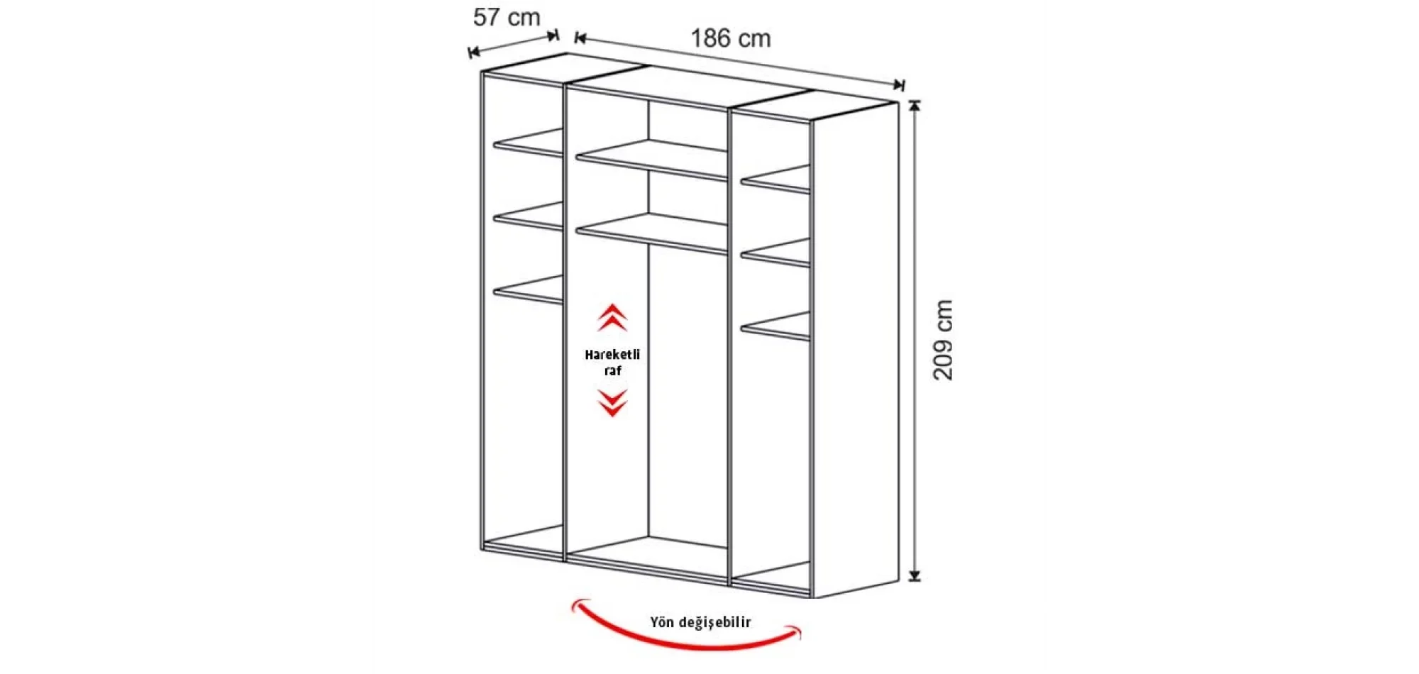 Elegant 4 Kapılı Dolap (Seçenek 434+2K)