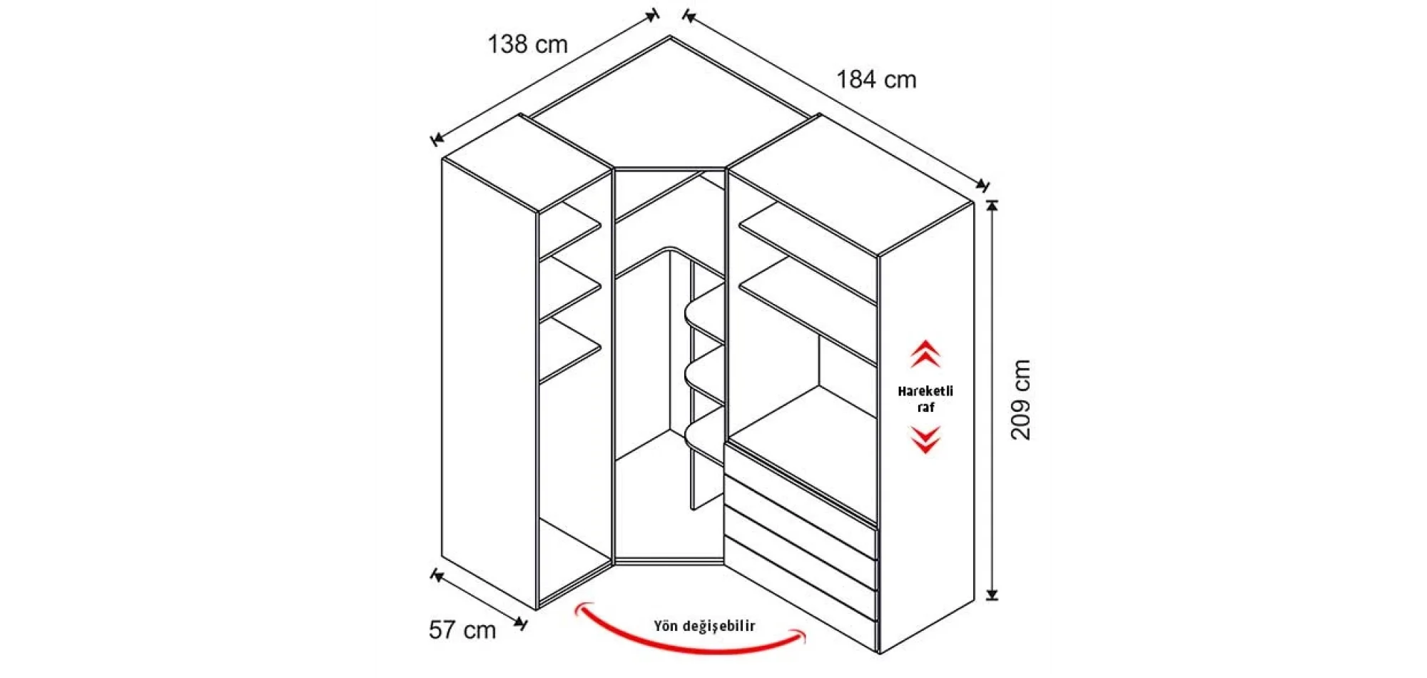 Elegant Köşe Dolap (Seçenek 839)