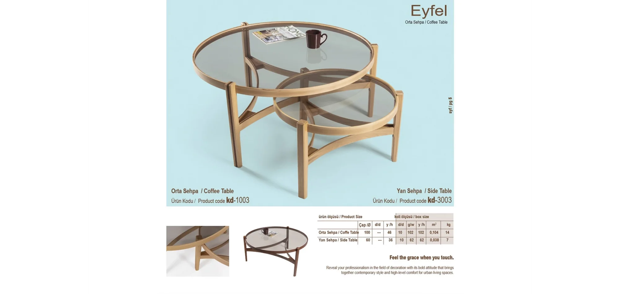 Eyfel Orta ve Yan Sehpa 2li Set