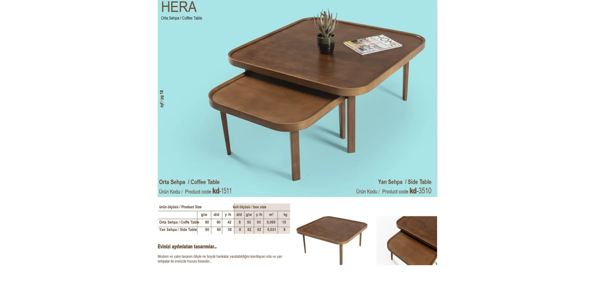 Hera Orta ve Yan Sehpa 2li Set