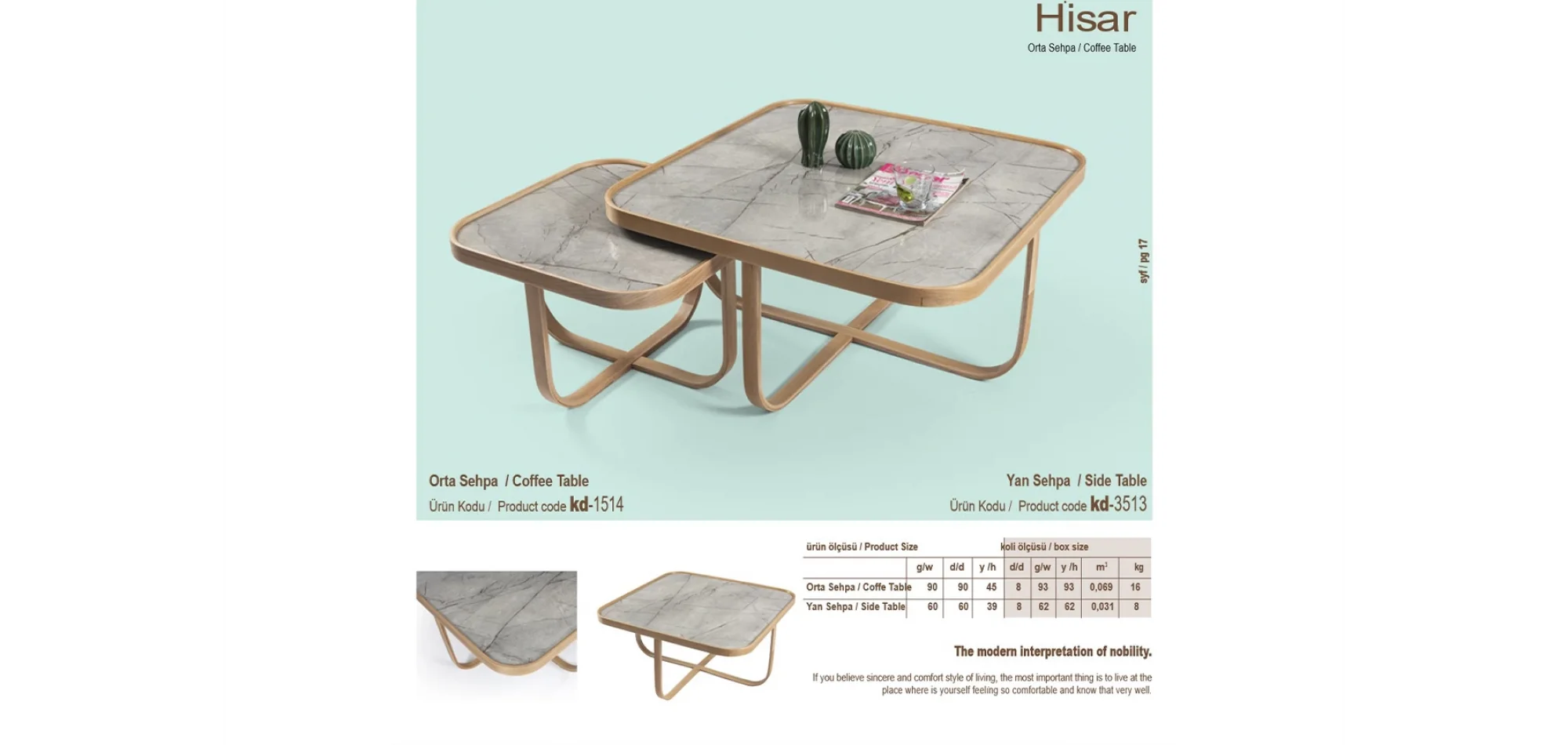 Hisar Orta ve Yan Sehpa 2li Set