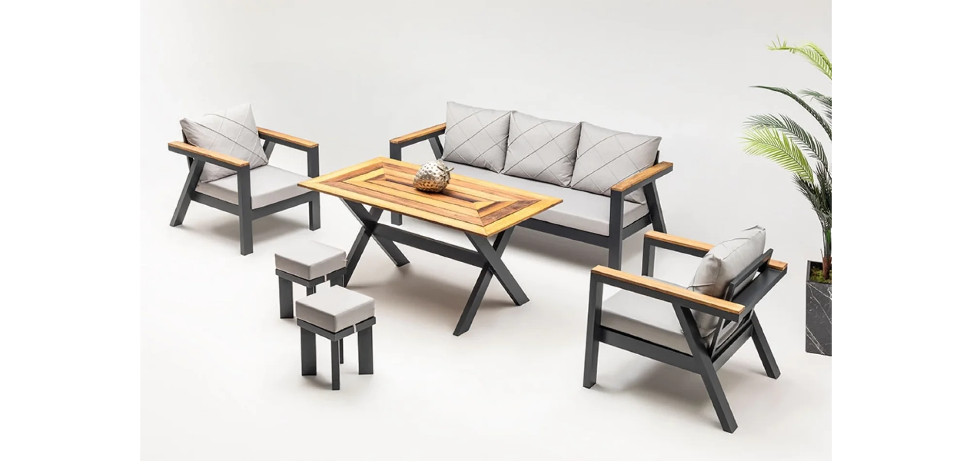 LOTUS OTURMA GRUBU ALÜMİNYUM 3+1+1+Masa