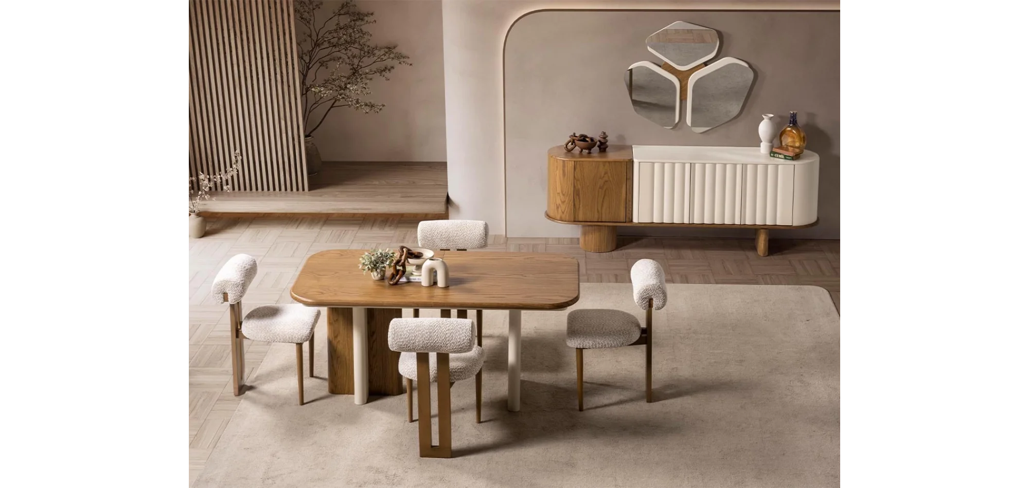 Lova Lake Meşe Yemek Odası Takımı