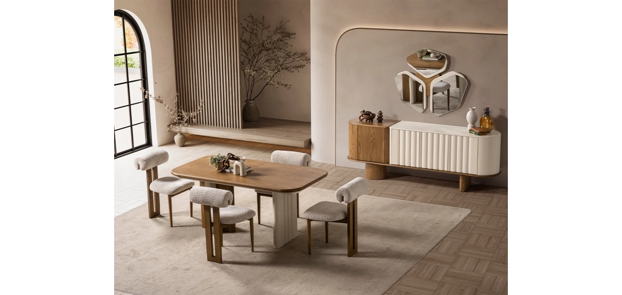 Lova Lake Meşe Yemek Odası Takımı