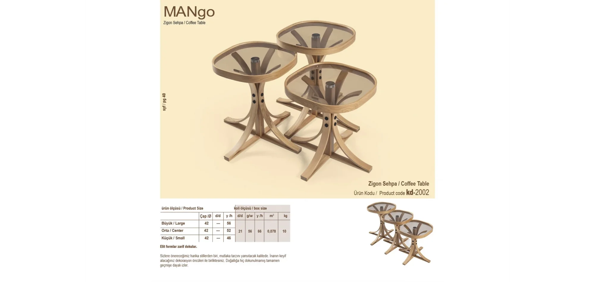 Mango 3lü Zigon Sehpa