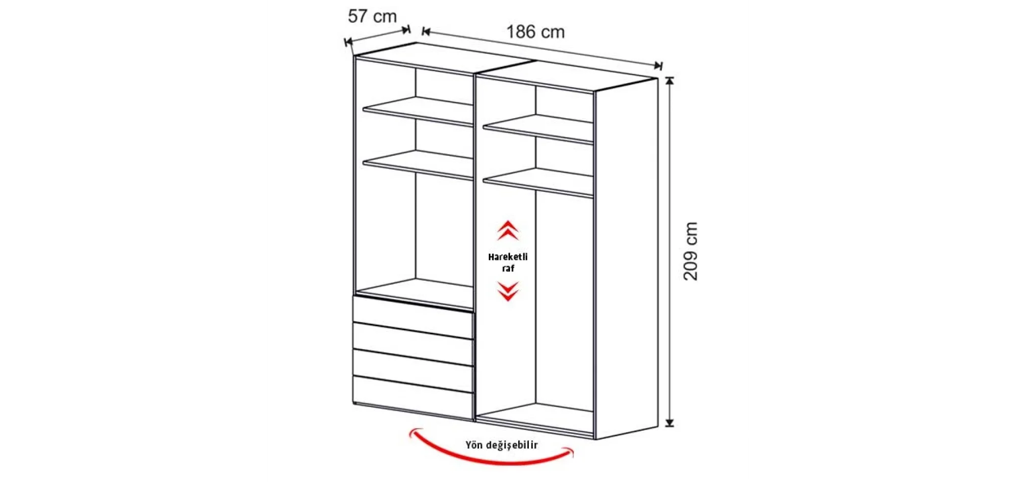 My House 4 Kapılı Dolap (Seçenek 406)