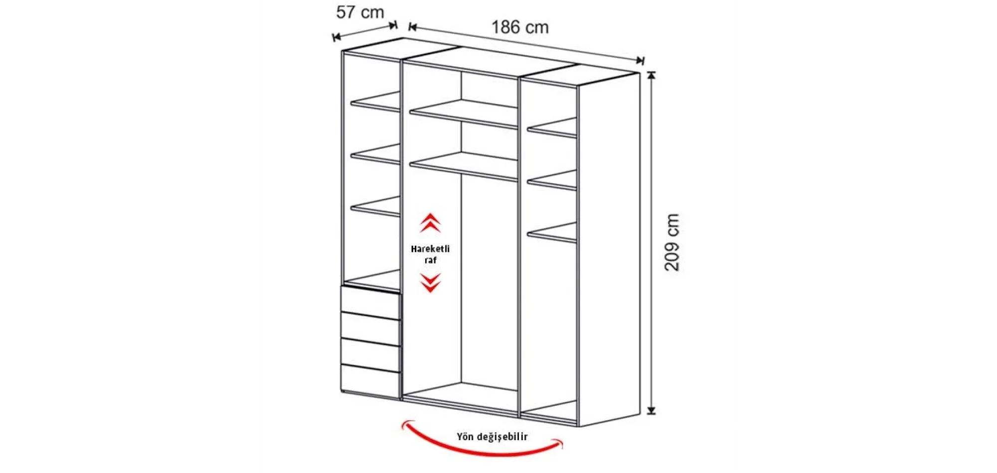 My House 4 Kapılı Dolap (Seçenek 436)