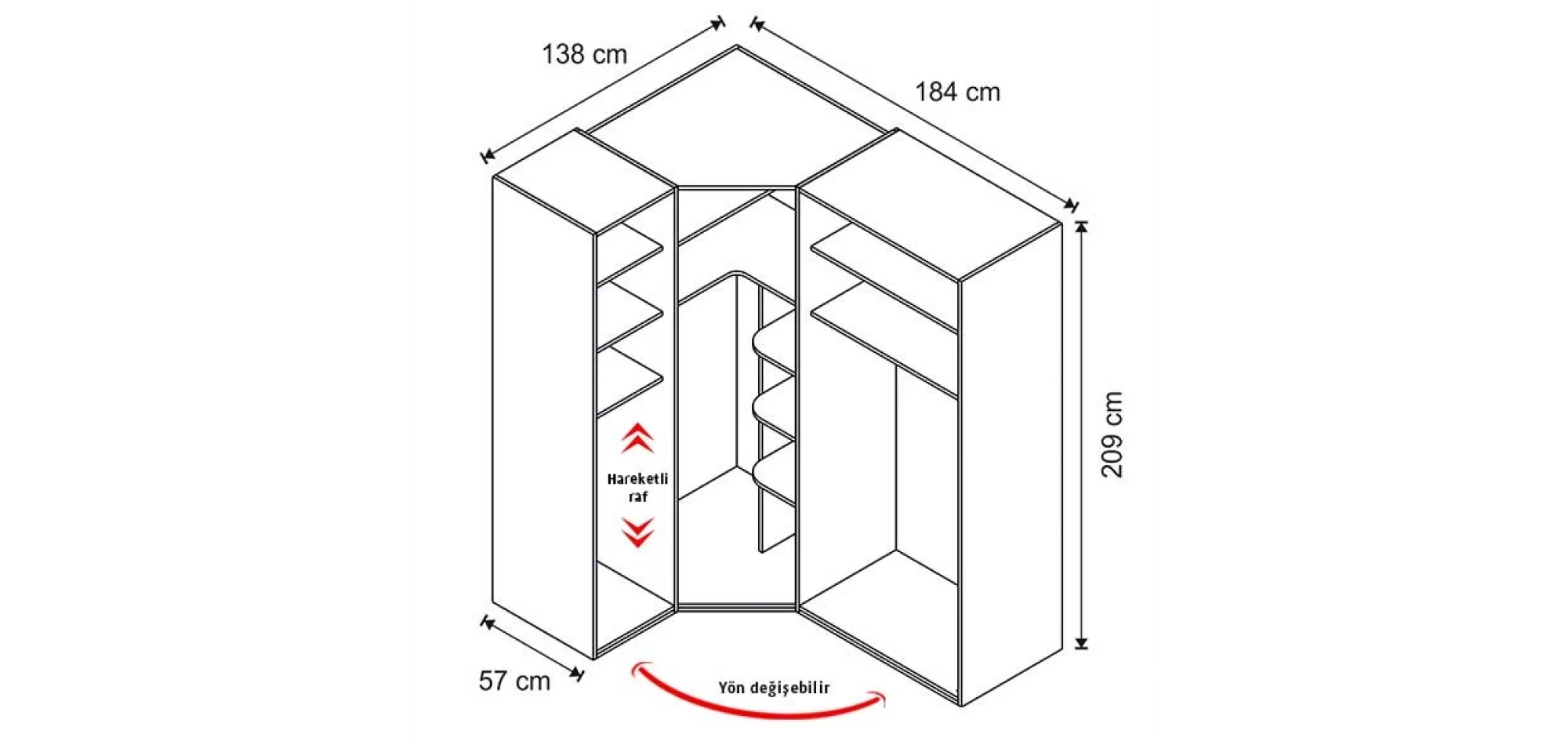 Orion Köşe Dolap (Seçenek 832)