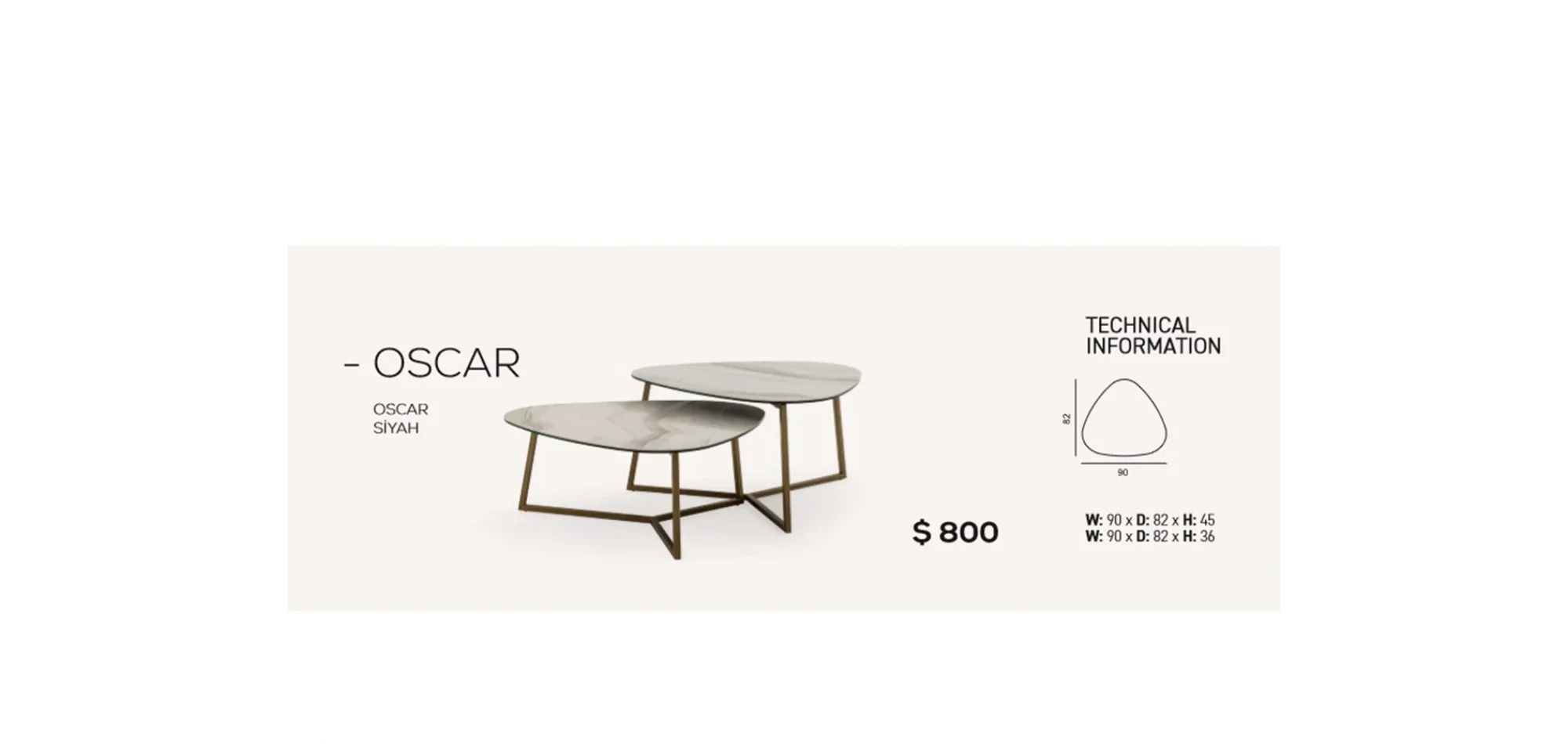 Oscar Seramik Orta Sehpa İkili