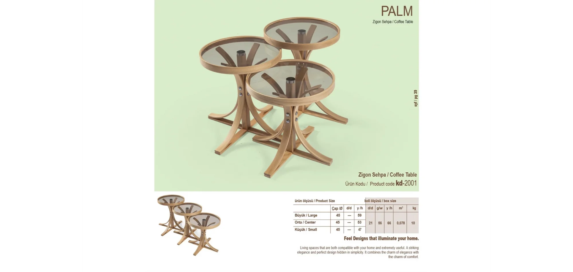 Palm 3lü Zigon Sehpa