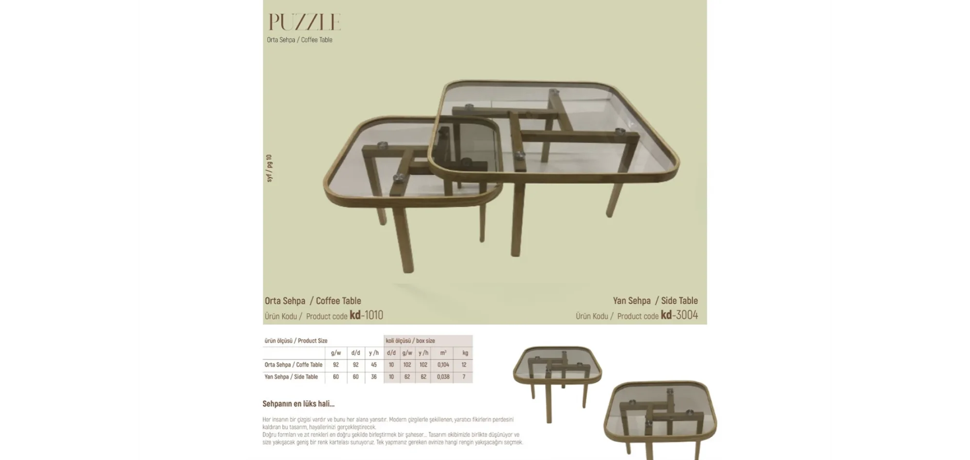 Puzzle Orta ve Yan Sehpa 2li Set