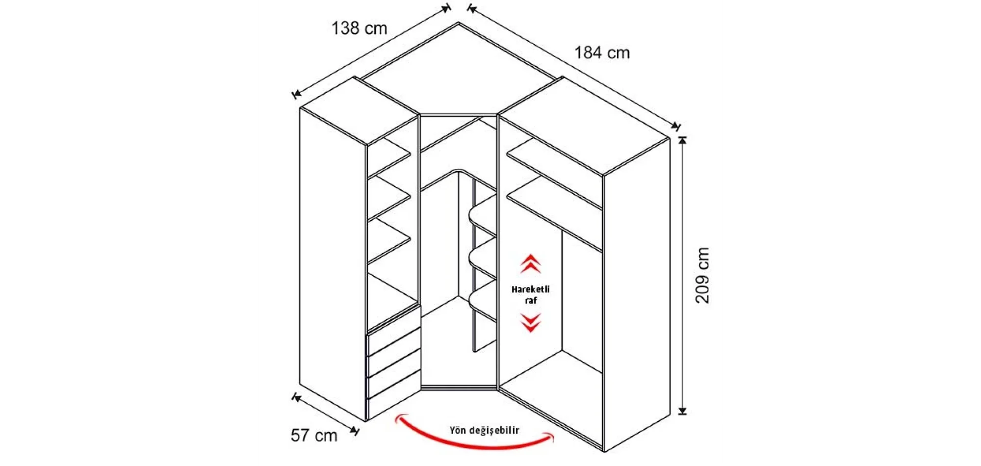 Retro Köşe Dolap (Seçenek 842)