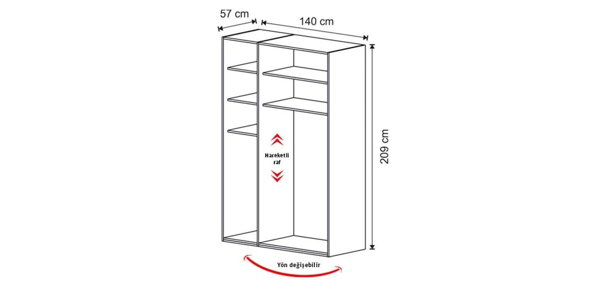Rose 3 Kapılı Dolap (Seçenek 301)