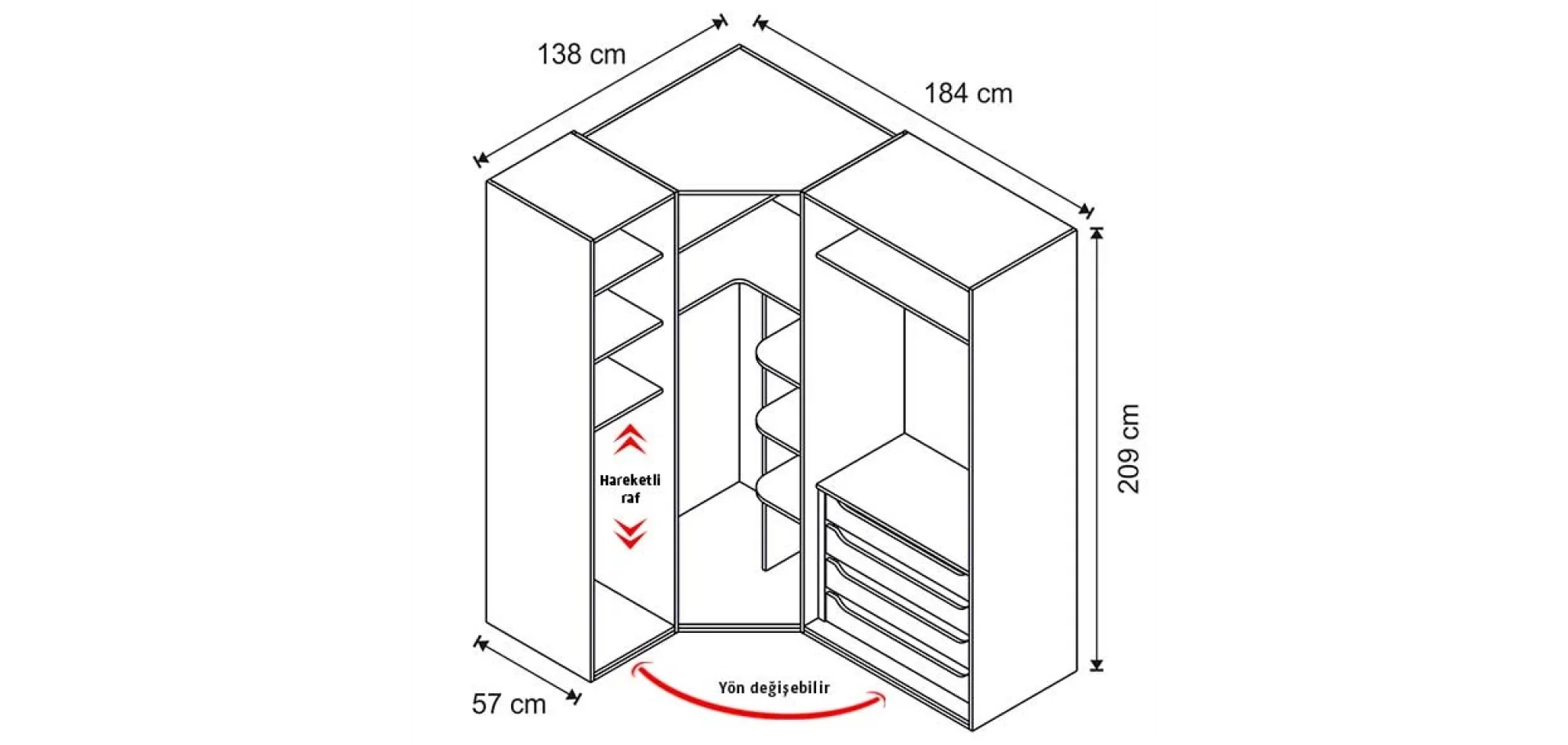 Rose Köşe Dolap (Seçenek 835+2K)