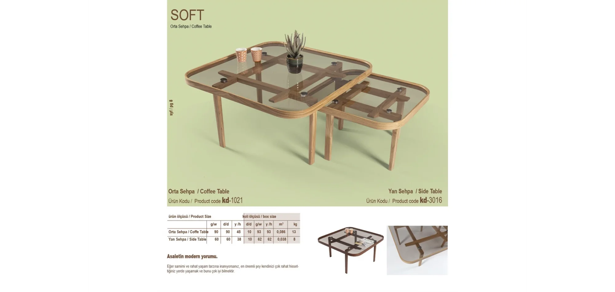 Soft Orta ve Yan Sehpa 2li Set