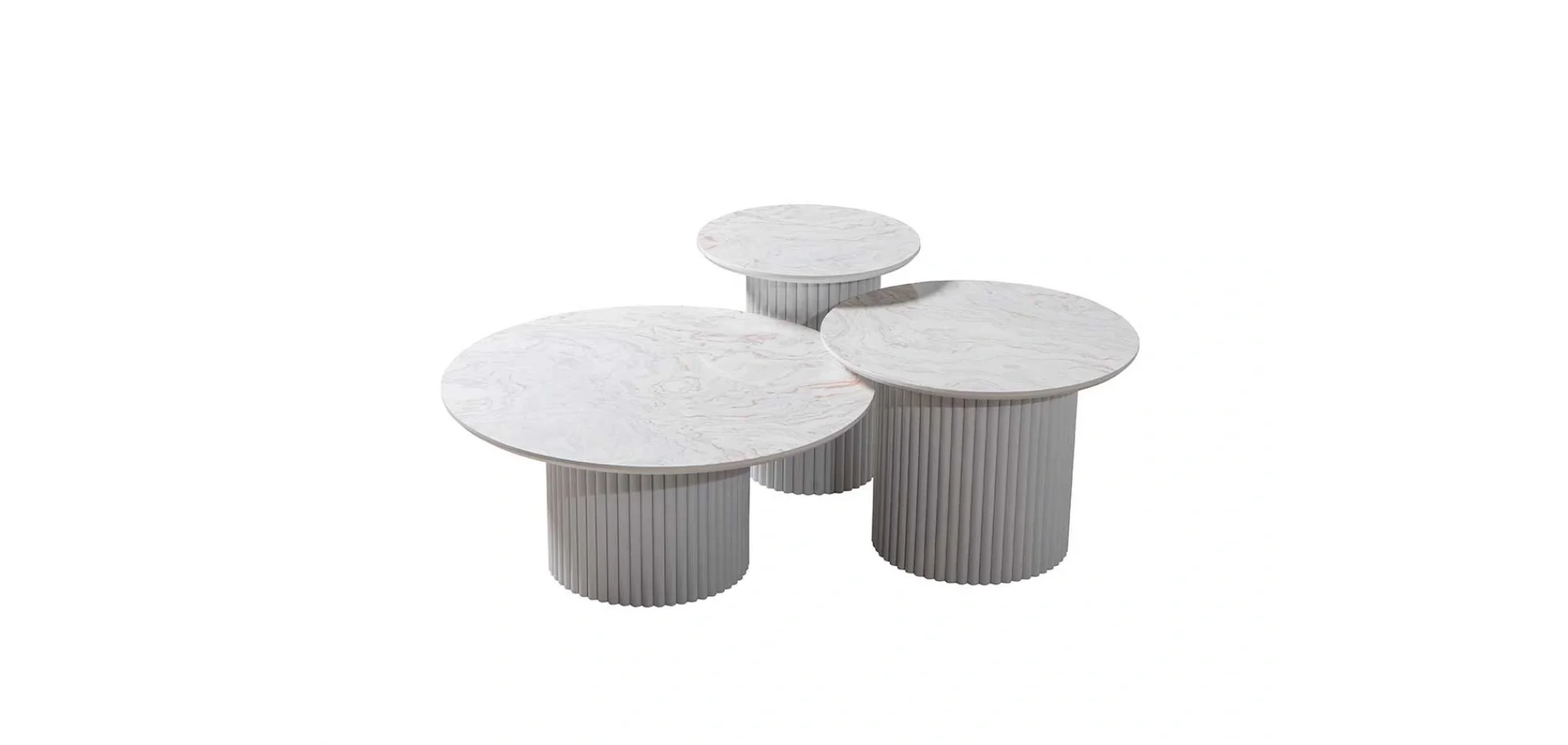 Texas Mermer Baskılı Sehpa Set