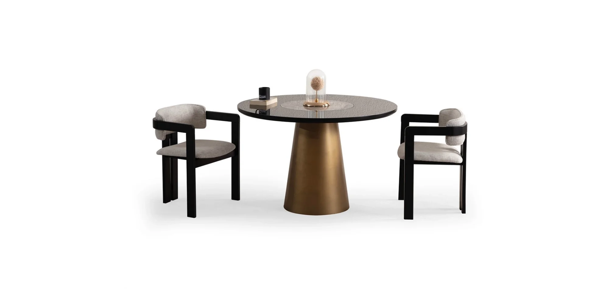 TH-Roll Masa Siyah Yuvarlak Masa