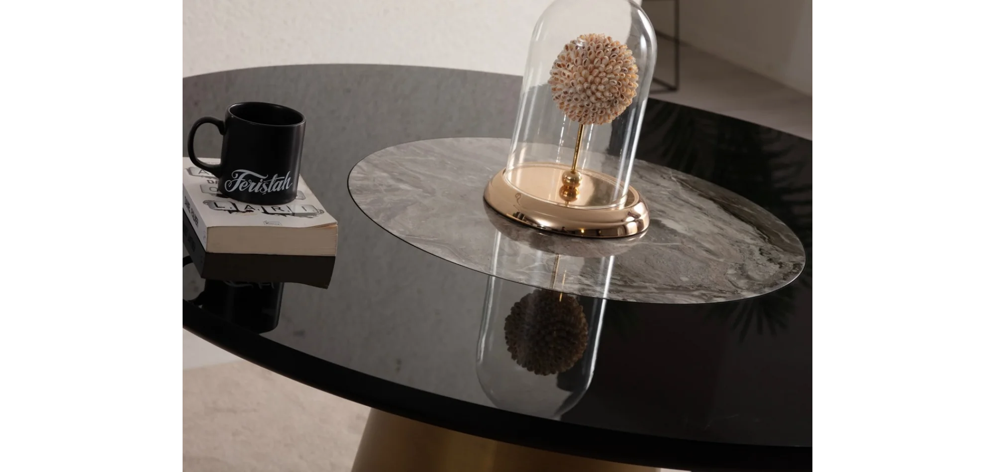 TH-Roll Masa Siyah Yuvarlak Masa