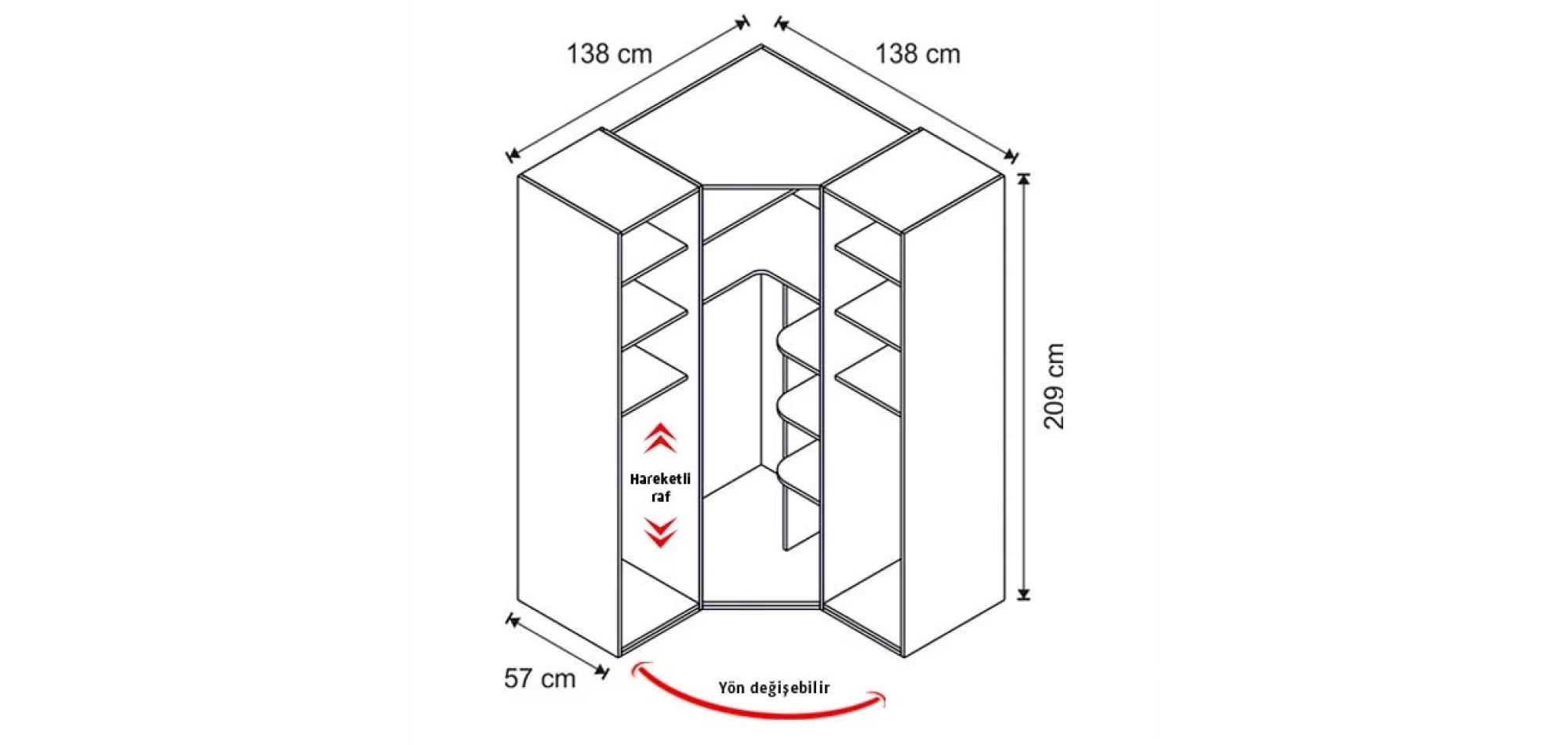Torino Köşe Dolap (Seçenek 803)