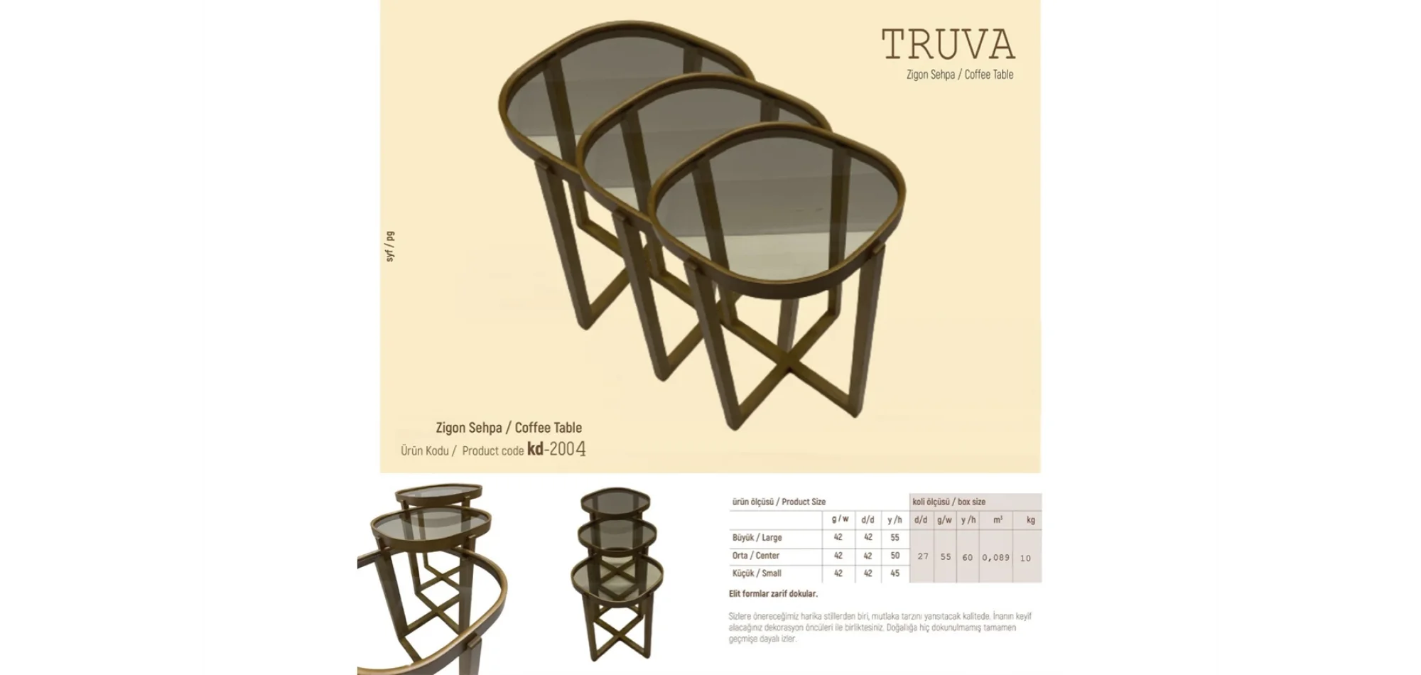 Truva 3lü Zigon Sehpa