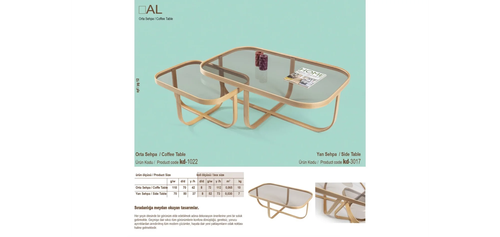 Tual Orta ve Yan Sehpa 2li Set