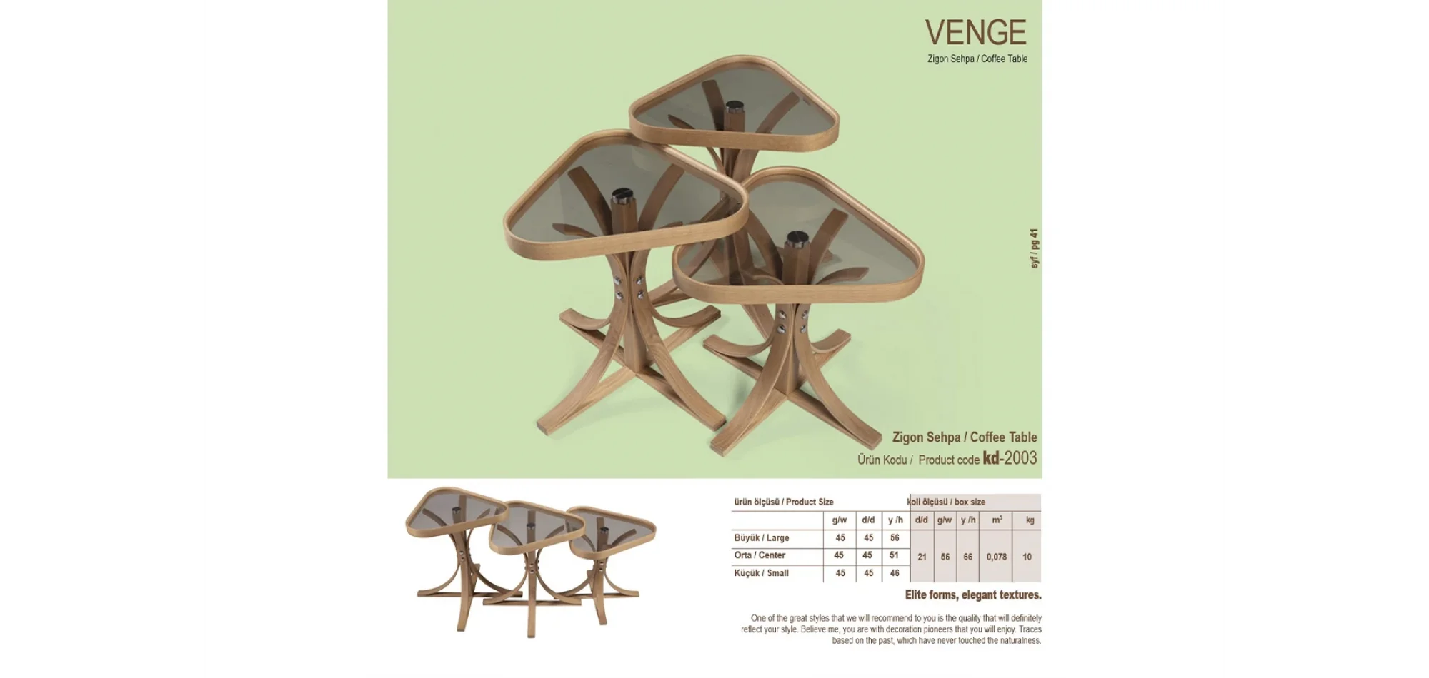 Venge 3lü Zigon Sehpa